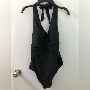 NWT, Cupshe, Black One-Piece Halter Swimsuit in Size OX